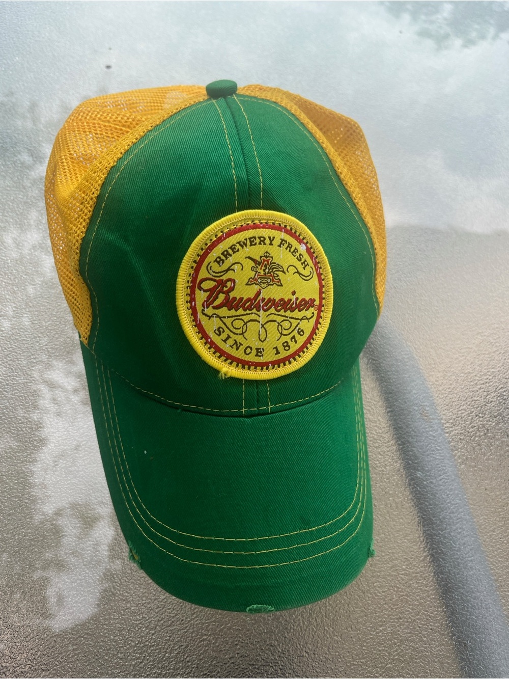 Budweiser Green and Yellow Mesh Trucker Cap